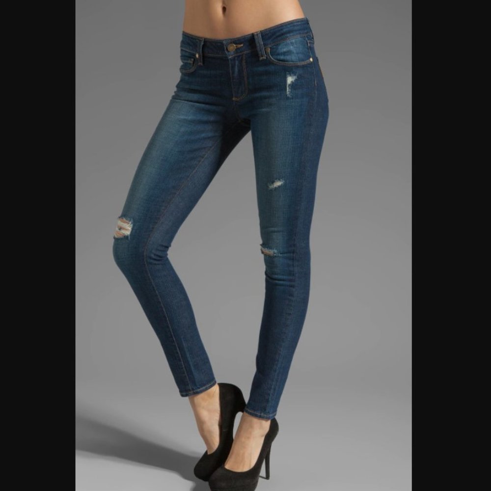 Paige Denim Verdugo Ultra Skinny Destructed Jeans in Decker